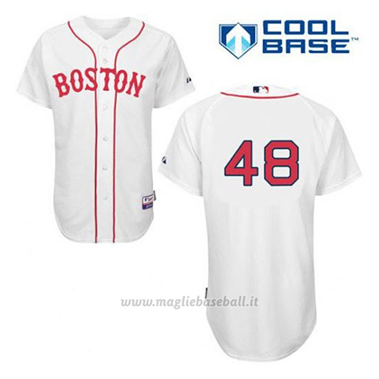 Maglia Baseball Uomo Boston Red Sox 48 Pablo Sandoval Bianco Alterner 1ªCool Base
